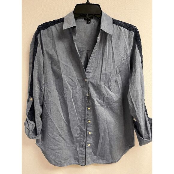 Ann Taylor Womens Long Sleeve Collared Button Down Shirt Gray Size Small - Picture 4 of 6